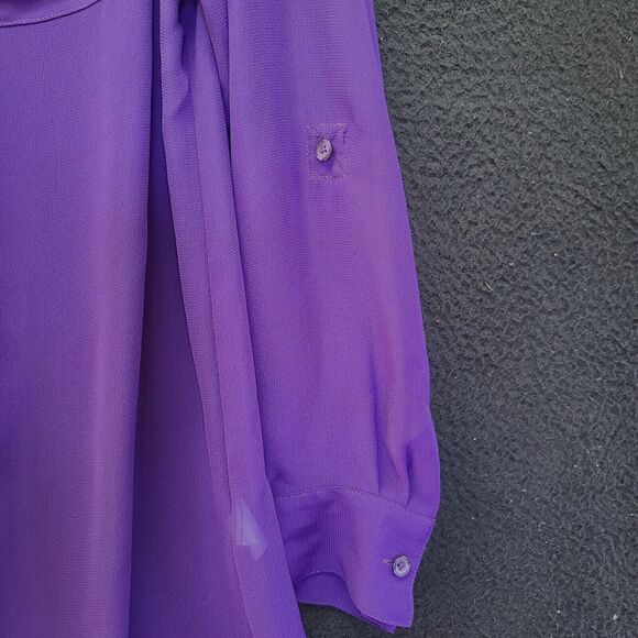 Coldwater Creek Womens Button Up Shirt Purple Size Small 100% Polyester Sheer - Picture 11 of 13